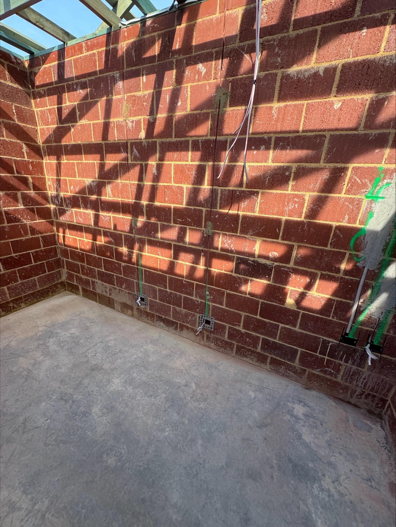 Power point and switch positions roughed in to brickwork at a Glen Iris, Jandakot new build